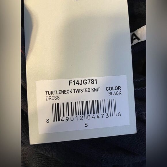 NWT Pam & Gela Twisted Turtleneck Dress Black Ruched Cut Out Back S - Picture 11 of 11